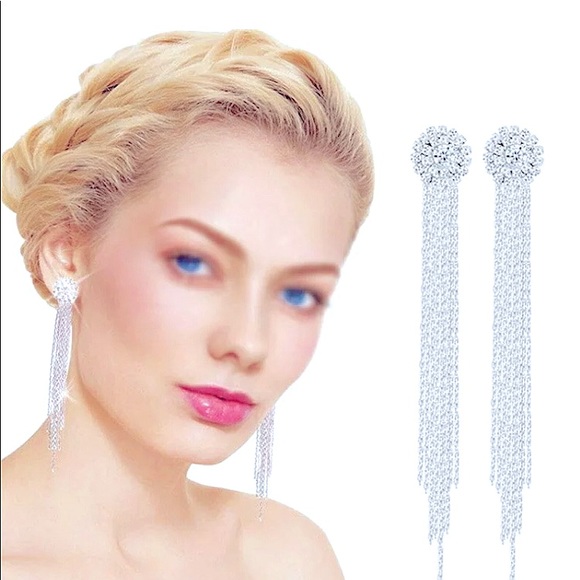 💎New Simulated 💎 Sterling Silver Crystal Earrings💎 - Picture 4 of 6